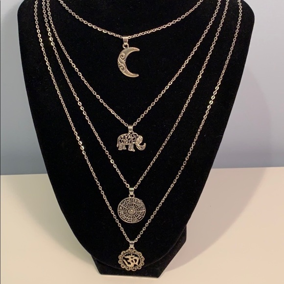 Boho Silver Tone Multi-Layer Necklace - Picture 3 of 5